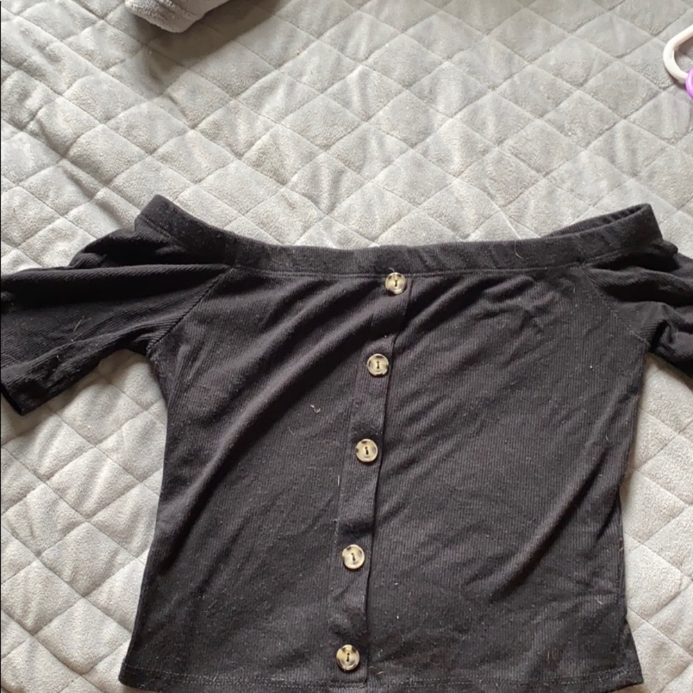 Black off the shoulder cropped top